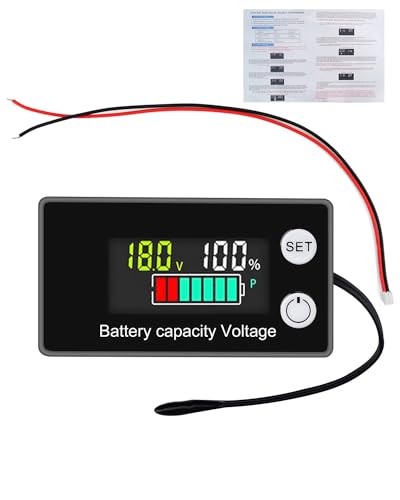 VOKTTA Batterie Messgerät mit Alarm Temperatur 12V 24V 36V 48V 60V 72V 84V,Batterie Kapazität Tester,8-100V LCD Digital Spannung Meter Für das Auto Batterie Anzeigellanzmesser von Voktta