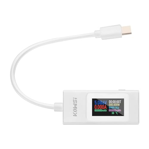 VOKTTA USB C Tester Typ-C Messgerät Multimeter Voltmeter Strommesser 0-6.5A 4-30V Anzeige Leistung Strom Spannung Temperatur-weiß VOKTTA USB C Tester Typ-C Messgerät Multimeter Voltmeter Strommesser 0-6.5A 4-30V Anzeige Leistung Strom Spannung Temperatur-weiß von Voktta