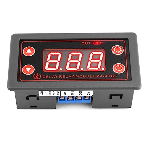 VOKTTA Zeitrelais DC 5V-30V Timer Relay Programmierbares Relais-Schaltmodul LED-Anzeige Digitaler Zeitzyklus 0.1s-999 Minuten ON-Off Steuerung für leichte Wasserpumpe Motor von Voktta