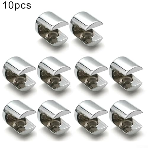 10 Stück Regal-Klemmhalterungen aus Zinklegierung, passend für 6 mm bis 12 mm Glasstärke (10–12 mm) von Volakebeing