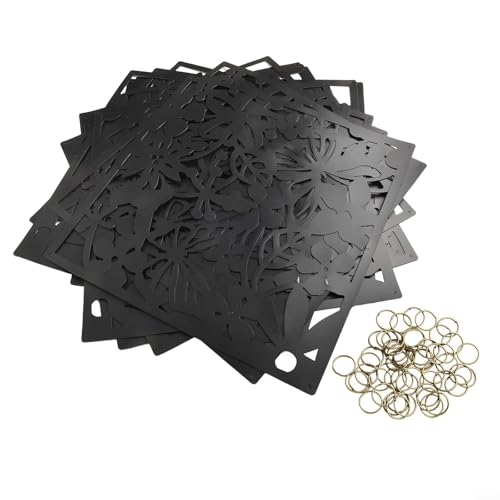 12 Stück moderne Raumteiler-Bildschirme dekorative hängende Trennwand Wandkunst hohles Design Sichtschutz Home Office Wohnzimmer Dekor Weiß Schwarz Rot 40 x 40 cm (schwarz) von Volakebeing