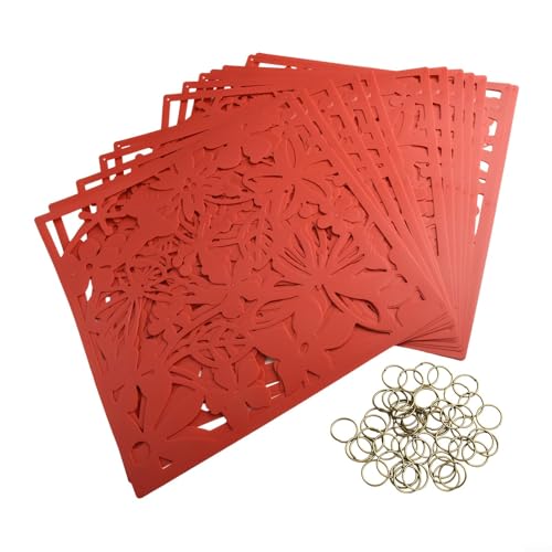 12 Stück moderne Raumteiler-Sichtpaneele dekorative hängende Trennwand Wandkunst hohles Design Sichtschutz Home Office Wohnzimmer Dekor Weiß Schwarz Rot 40 x 40 cm (rot) von Volakebeing