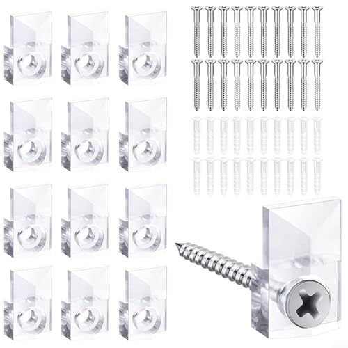 20 Sets Spiegelhalter-Clips-Set, transparenter Kunststoff, Spiegel-Montagezubehör mit Schrauben und Dübeln, für Glas- und Schranktüren, passend für 1/4-Zoll-Glas 20 Sets Spiegelhalter-Clips-Set, transparenter Kunststoff, Spiegel-Montagezubehör mit Schrauben und Dübeln, für Glas- und Schranktüren, passend für 1/4-Zoll-Glas von Volakebeing