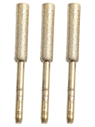 3 Stück beschichteter zylindrischer Frässtift für Kettensäge, Schleifstein, 4,0 mm, 4,8 mm, 5,5 mm, elektrische Säge, Schleifkopf, Metall-Polierwerkzeug (Gold 4–5,5 mm) von Volakebeing