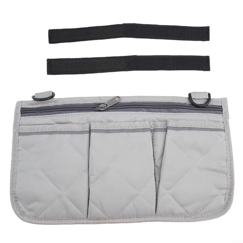 Armlehnen-Aufbewahrungstasche mit reflektierendem Sicherheitsstreifen für Campingstühle, Rollstühle, Spaziergänger, Multi-Taschen-Design für Komfort (grau) von Volakebeing