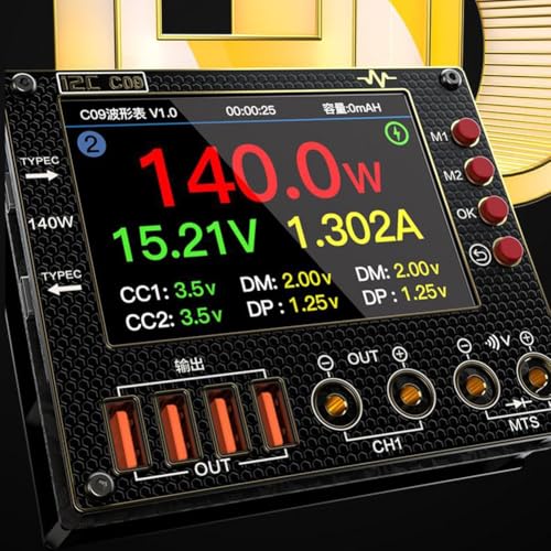 CO9 I2C Wellenform-Amperemeter, digitales Multimeter, Spannungstester, mit Zweik-0-40-V-Eingang, Oszilloskop-Messgerät und Protokollanalysator für elektronische Diagnose (Set 2) von Volakebeing