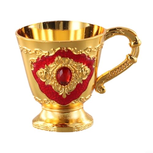 Chic 30 ml Retro Weinglas Stilvolle Legierung Kelch für Feiern (ovaler Teller mit Tasse rot) von Volakebeing