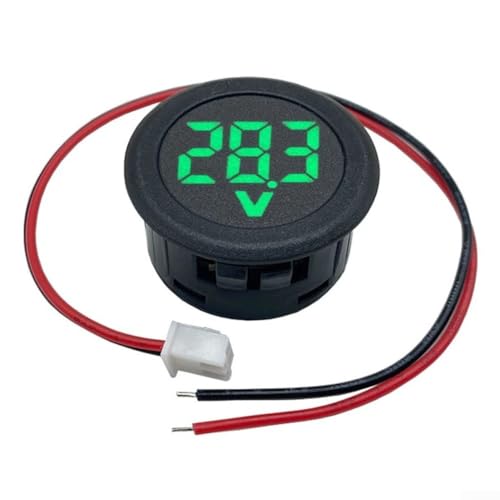 DC 4–100 V LED-Digitalanzeige, rundes Voltmeter, 2-Draht, Auto-Stromzähler, Volt-Detektor mit Rückwärtsschutz, 30 mm Öffnungsgröße (grün) von Volakebeing