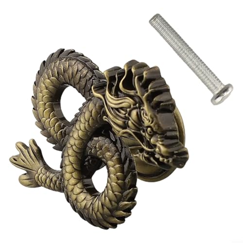 Drachenförmige Schrankknäufe aus Zinklegierung, Möbelgriffe, Türgriffe für Kinder, Schlafzimmer, Schublade, Küchenschrank, Hardware, dekorativer Knauf (Antikbronze) von Volakebeing