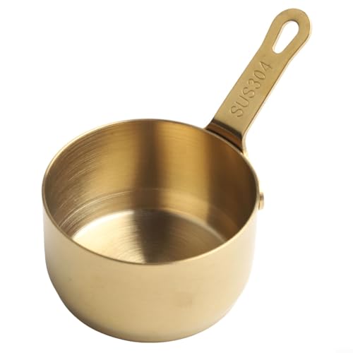 Edelstahl 100 ml Saucenpfanne mit handlichem Griff für sicheres Kochen (Gold S) von Volakebeing