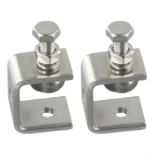 Edelstahl-C-Klemmen-Set, robuste Schreibtisch-Montageklemme mit M8-Gewinde, 16–25 mm Backenöffnung, verstellbare Positionierungsschraube für Schweißen, Montage, Silber (2 Stück) von Volakebeing