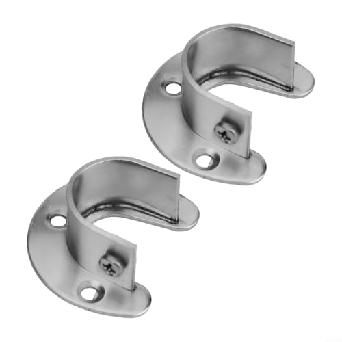 Flanschstangenhalter aus Edelstahl, Schrankhalterung, Endstützen für Kleiderschrank, Vorhang, strapazierfähig, 100 kg Kapazität, Silber (25 mm), 2 Stück von Volakebeing
