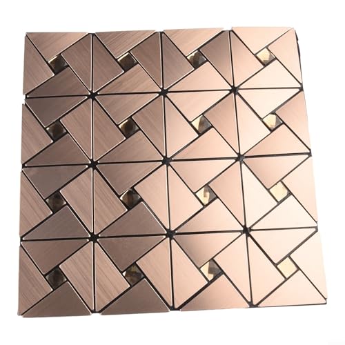 Glasmosaikfliesen, Aluminium-Spritzschutz, Wandfliese für Küche, Badezimmer, Abziehen und 30 x 30 cm Blech, Gold, Silber, Kupfer, leicht zu reinigen, Netzmontage (Kupferfarbe) von Volakebeing