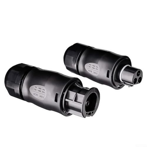 IP68 Wasserdichte 3-polige AC-Buchse und Stecker-Stecker-Steckverbinder-Set für Wechselrichter, ABS-Material, 10-13 mm Kabeldurchmesser, Schwarz von Volakebeing