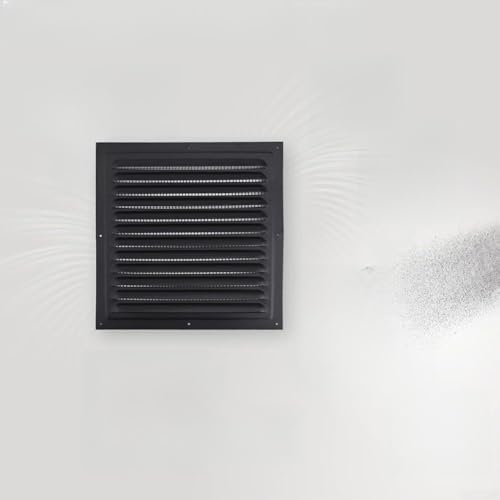 Lüftungsgitter-Abdeckung aus Aluminiumlegierung, quadratisch, Außenwand, Lüftungsgitter mit Netzrückseite, für Küche, Bad, gewerbliche Nutzung, Schwarz (200 x 200 cm) von Volakebeing