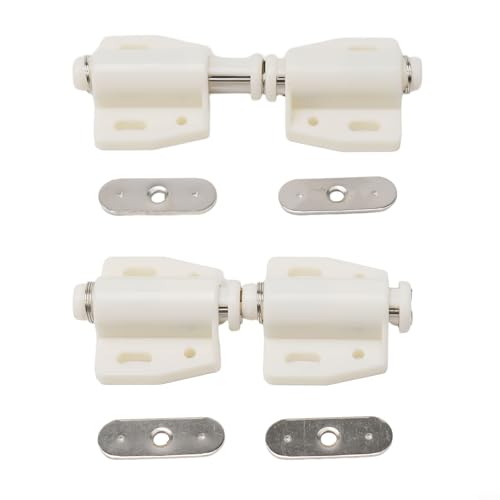 Magnetischer Schnappverschluss für Schranktüren, Kleiderschränke, Schränke, Einzeldruckverschluss mit Schließblech, Kunststoff und Eisen, 4 Stück, Schwarz / Beige (Beige) von Volakebeing