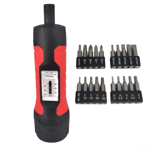 Manueller voreingestellter Drehmomentschraubendreher, 1/4-Zoll-Antriebsschlüssel, Karbonstahl, rutschfester Griff, 25,4–165,1 cm, akustische Klick-Magnetspitze, professionelles Werkzeug (1 Set) von Volakebeing