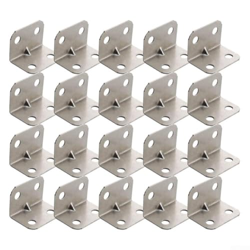 Metall-Eckwinkel, 90 Grad, rechtwinklig, L-Halterungs-Set, Eisen, gebürstete Oberfläche, rostbeständig, für Schränke, Regale, Rahmen, Betten, 30 x 20 mm, 10/20 Stück (20 Stück) von Volakebeing