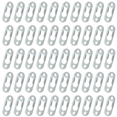 Metall-Spiegel-Aufhängung, unsichtbare Karabinerhaken, Halterung für Bilderrahmen, Wandhalterung, Eisen, 45 x 16 mm, 1,2 mm dick, silberfarben, mit 4 mm Befestigungslöchern (50 Stück) von Volakebeing