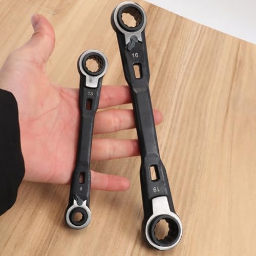 Multifunktionales Ratschenschlüssel-Set, Doppelendschlüssel für Autoreparatur und Automobilwartung, 4-in-1 Umschaltknarre, Pflaumenschlüssel für Mechaniker, Werkstatt und Fahrzeug-Service-Werkzeuge, 2 von Volakebeing