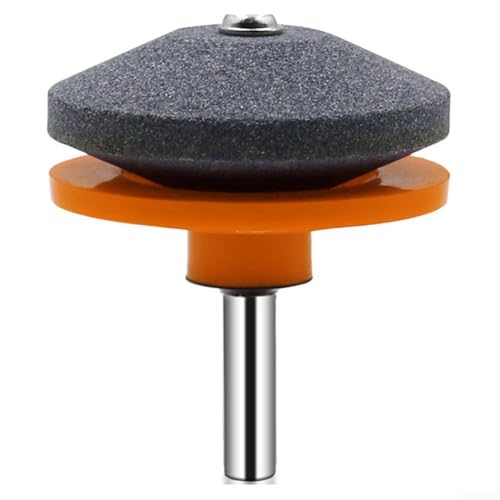 Rasenmäher-Schärfer, Schleifscheibe für elektrische Handbohrmaschinen, Rollschneider, Schleifstein, Werkzeug, brauner Korund, 50 mm Durchmesser, Bohraufsatz (orange) von Volakebeing