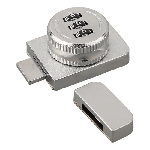 Schlüsselloses Zahlenschloss mit 3-stelliger Passwortanzeige für Schiebetüren, Vitrinen, Glastüren und Schließfächer (Silber) von Volakebeing