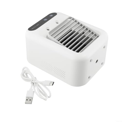 Tragbarer persönlicher Klimaanlage, USB-wiederaufladbarer Kühlerlüfter mit 1800 mAh Akku, 500 ml Wassertank, 2 Geschwindigkeiten, 2 Nebelmodi, leise ≤ 36 dB für Schreibtisch, Auto, von Volakebeing