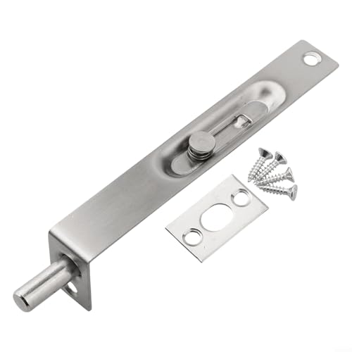 Verdeckter Türriegel aus Edelstahl, bündiges Schiebeschloss für Doppeltüren, 15,2 cm, Diebstahlschutz, Sicherheitsriegel, Hardware, Silber (15,2 cm) von Volakebeing