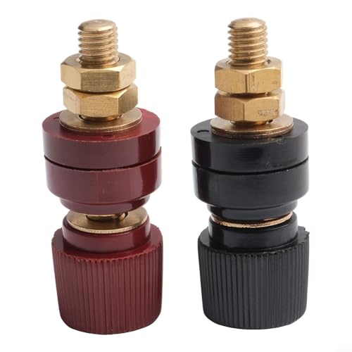 Volakebeing 1 Paar 300A Binding Post M10 Gewinde Messing Terminal Connector für Schweißgeräte Ladegeneratoren Rot Schwarz JS-555 Typ Volakebeing 1 Paar 300A Binding Post M10 Gewinde Messing Terminal Connector für Schweißgeräte Ladegeneratoren Rot Schwarz JS-555 Typ von Volakebeing