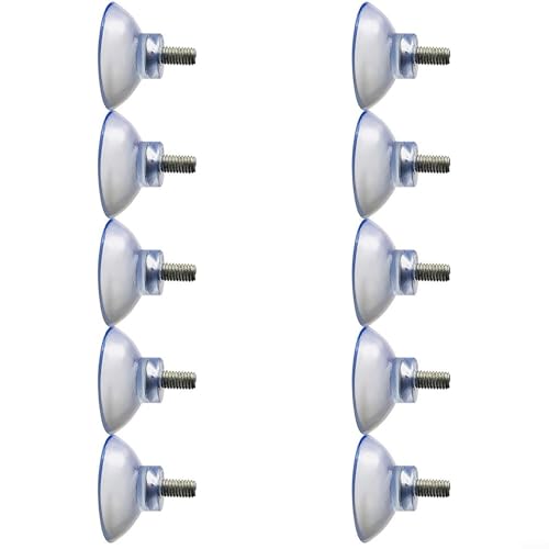 Volakebeing 10 x transparente M8-Saugnäpfe mit Rändelschraube, starke PVC-Kunststoff-Saugnäpfe, für glattes Glas, Fliesen, Fensterflügel oder Wände (50 mm) von Volakebeing