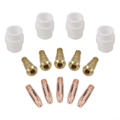Volakebeing 14-teiliges MIG-Schweißbrenner-Verbrauchsmaterial-Set mit Spitzen, Gasdiffusoren, Spitzenhaltern für 24KD-Taschenlampe, 0,8 mm Ersatzteil-Set von Volakebeing