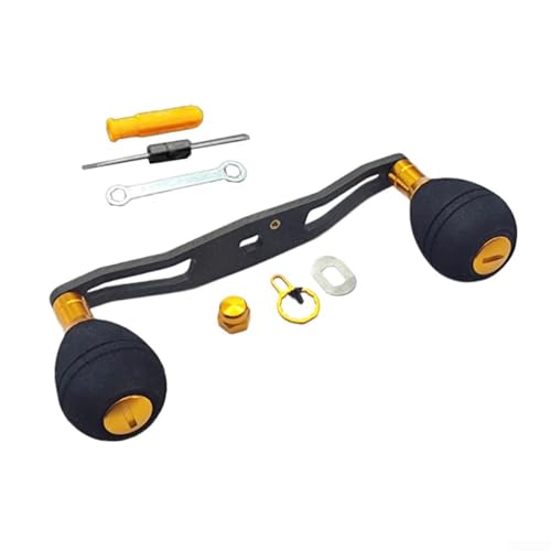 Volakebeing 140 mm Kohlefaser-Angelrollengriff mit EVA-Knauf und Werkzeug-Set, Edelstahlschaft, kompatibel mit 8 x 5 mm/7 x 4 mm ähnlichen Rollen, inkl. Kugellager (14) von Volakebeing