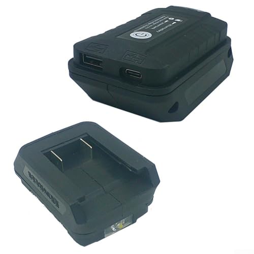Volakebeing 18 V Lithium-Elektrowerkzeug-Akku-Adapter-Konverter mit USB- und Typ-C-Anschlüssen, integrierte Taschenlampe, Handy-Ladegerät kompatibel mit A3/2106-Batterien, von Volakebeing