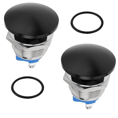 Volakebeing 19 mm Selbst-Reset-Metall-Drucktastenschalter, 2 Stück, wasserdicht, IP65, schwarz, kurzzeitiger Startknopf, Wechselstrom, Gleichstrom, für Automobil, Boot, Heimwerker, industrielle Volakebeing 19 mm Selbst-Reset-Metall-Drucktastenschalter, 2 Stück, wasserdicht, IP65, schwarz, kurzzeitiger Startknopf, Wechselstrom, Gleichstrom, für Automobil, Boot, Heimwerker, industrielle von Volakebeing