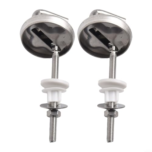 Volakebeing 2 Stück WC-Sitz-Scharnier-Set, Edelstahl, Schnellspanner, Top-Fix-Montageset mit verstellbaren Knöpfen, geräuschloses Schließ-Design, Badezimmer-Hardware-Ersatzteile von Volakebeing