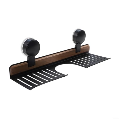 Volakebeing 40 cm Saugnapf-Duschregal, stanzfreies Wandregal, Rahmen aus Aluminiumlegierung, offenes Bodendesign, effiziente Entwässerung, stabile Lagerung auf glatten Oberflächen von Volakebeing