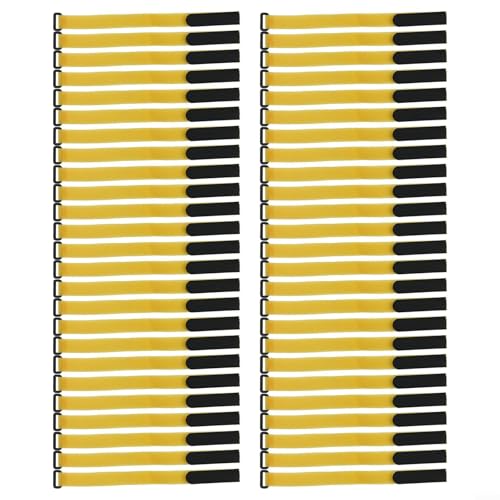Volakebeing 50 Stück Fußball-Netzgurte, verstellbar, Nylon, Polyester, Fußballtorpfostenbinder zur Befestigung von Netzen an Drahtzaun und Geländern, mehrfarbig (gelb schwarz) von Volakebeing