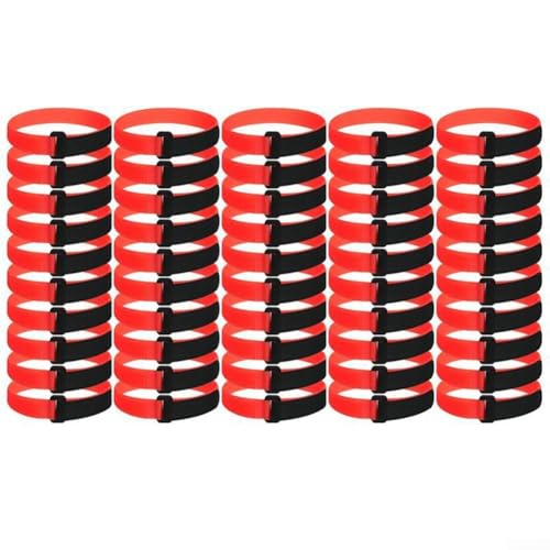 Volakebeing 50 Stück Fußball-Netzgurte, verstellbar, Nylon, Polyester, Fußballtorpfostenbinder zur Befestigung von Netzen an Drahtzaun und Geländern, mehrfarbig (rot schwarz) von Volakebeing
