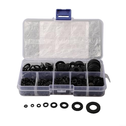Volakebeing 500-teiliges Nylon-Unterlegscheiben-Set M2-M10, schwarze Kunststoff-Unterlegscheiben, widerstandsfähige industrielle Hardware mit Aufbewahrungsbox Volakebeing 500-teiliges Nylon-Unterlegscheiben-Set M2-M10, schwarze Kunststoff-Unterlegscheiben, widerstandsfähige industrielle Hardware mit Aufbewahrungsbox von Volakebeing