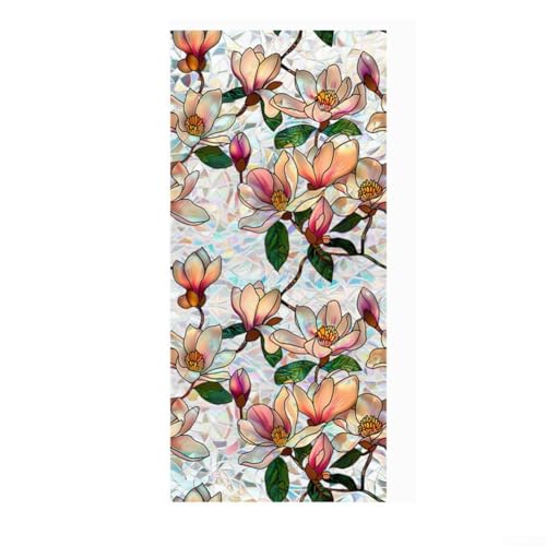 Volakebeing Fensterfolie, Blumenmuster, PVC, 43 cm, statische Haftung, kein Kleber, doppelseitiges Design, UV-blockierend, dekorativer Glasaufkleber für Zuhause, Büro, Badezimmer, Fenster (43 cm x 300 von Volakebeing