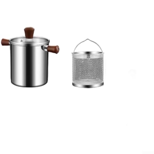 Volakebeing Fritteuse, 1,5 l, 2,0 l, mit feinem Netzkorb, passend für Gas- oder Induktionsherde, vielseitig einsetzbar zum Braten, Abseihen und Kochen verschiedener Lebensmittel (B-2L) von Volakebeing