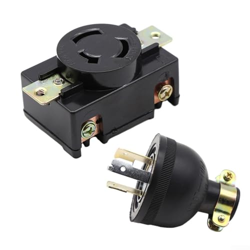 Volakebeing Generator-Steckdose, 30 A, dreipolige Steckdose, AC250 V, Anti-Lock-Verriegelungs-Design, für 2 KW Generatoren, 168 F, 170 F, Ersatzteile, Schwarz von Volakebeing