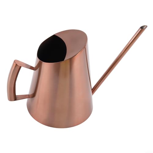 Volakebeing Gießkanne aus Edelstahl für drinnen und draußen, langer Auslauf, rostbeständiger Garten-Wassertopf für Zimmerpflanzen, Blumen, Sukkulenten mit genauer Ausgießkontrolle (900 ml Gold) von Volakebeing