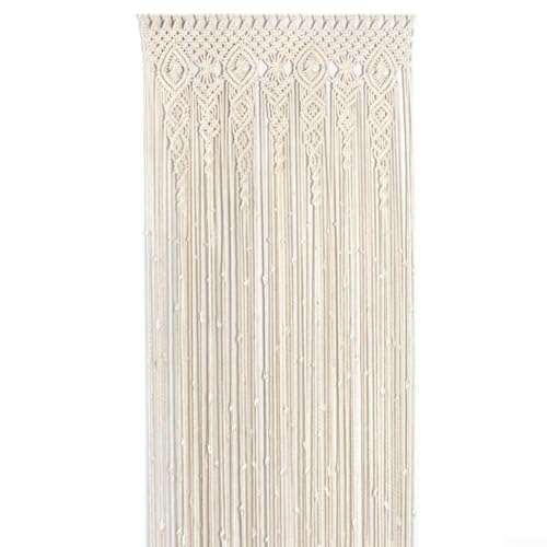 Volakebeing Handgefertigter Baumwoll-Makramee-Türvorhang, gewebter Wandteppich, Fensterbehandlung, Raumteiler, Hochzeitshintergrund, Heimdekoration, Bogendekoration, Baumwollvorhang (90 x 180 cm) von Volakebeing