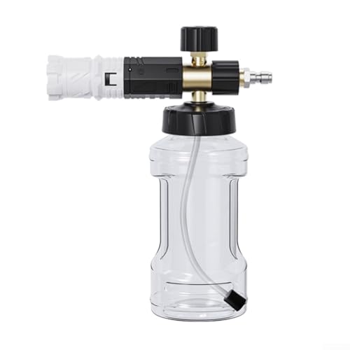 Volakebeing Hochdruck-Schneeschaumlanze Autowaschsprühflasche mit 1/4-Schnellanschluss, verstellbarer 360°-Düse und Seifenkonzentrationsknopf, robustes Messing (schwarz und weiß) von Volakebeing