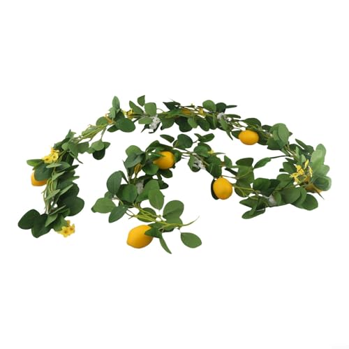 Volakebeing Künstliche Zitronengirlande mit Eukalyptusblättern, künstliche Obstranken, Grünpflanzen, Hängepflanzen für Zuhause, Tisch, Hochzeit, Party, Innen- und Außenbereich, Garten, Wanddekoration von Volakebeing