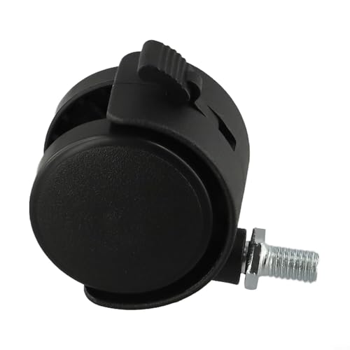 Volakebeing Kunststoff-Lenkrolle für Bürostuhl, Computermöbel, Ersatzteile, leise, Doppelräder, M8-Gewinde, 40 x 30 mm, schwarz, 50 kg Tragkraft von Volakebeing