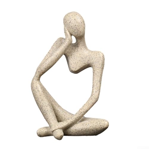 Volakebeing Moderne nordische Harz-Figur, Skulptur, abstrakter denkender Mann, Statue, Ornament, elegantes Dekorationsstück für Wohnzimmer, Eingangsbereich oder Regal (Sandstein A) von Volakebeing