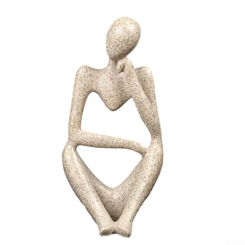 Volakebeing Moderne nordische Harz-Figur, Skulptur, abstrakter denkender Mann, Statue, Ornament, elegantes Dekorationsstück für Wohnzimmer, Eingangsbereich oder Regal (Sandstein B) von Volakebeing