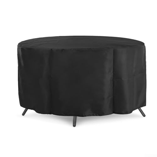 Volakebeing Outdoor Round Table Dust Cover Set, Garden Furniture Protective Windproof Oxford Cloth Bottom With Drawstring, Suitable For Terrace 210D Dust Cover(239 * 58cm) von Volakebeing